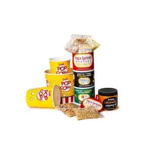 Mystery Movie Night Popcorn Kit 5-Piece Popcorn, Seasonings, Popping Oil, and Tubs Popcorn Set