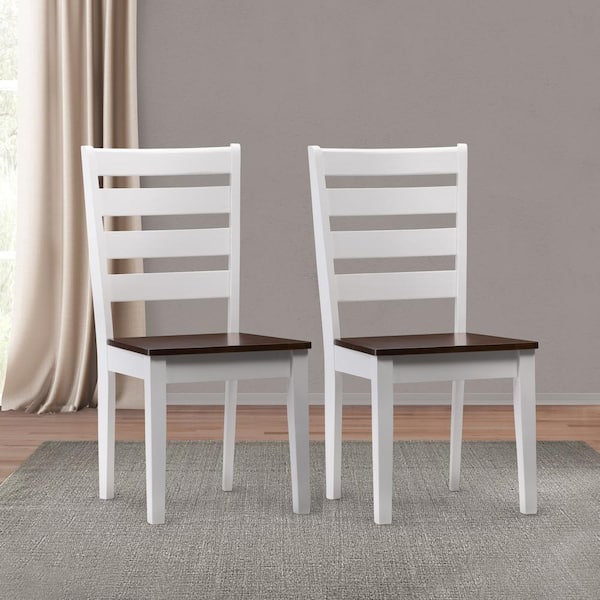 Corliving Memphis White And Brown, White Wood Dining Chairs