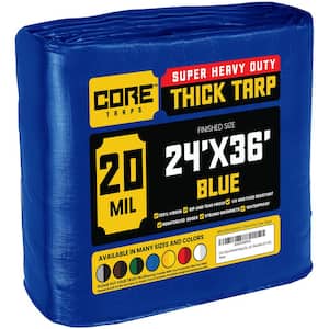24 ft. x 36 ft. Blue 20 Mil Heavy Duty Polyethylene Tarp, Waterproof, UV Resistant, Rip and Tear Proof