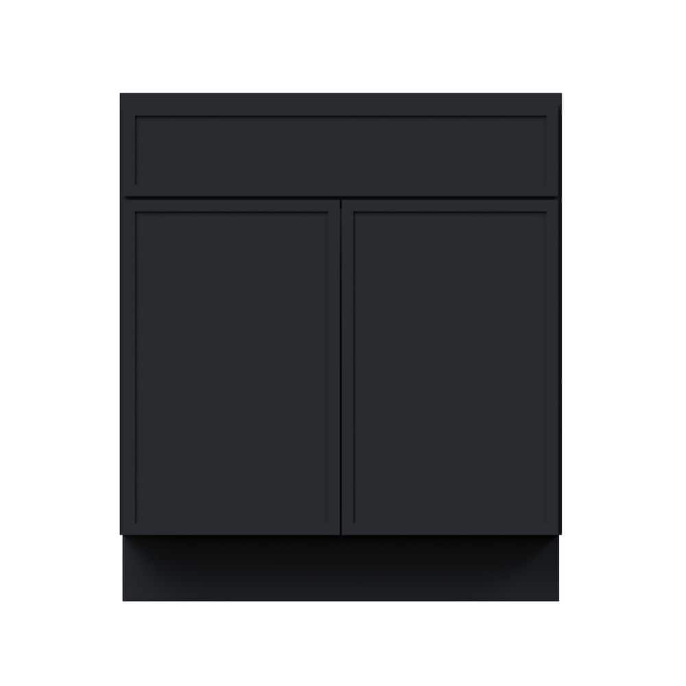 30 in. W x 24 in. D x 34.5 in. H RTA Solid Wood Frame Shaker Kitchen Cabinet in Ebony Black price history on PriceWatchPro