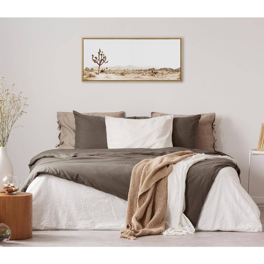 Bright Gold Framed Joshua Tree Desert Landscape Canvas Art, 18x40