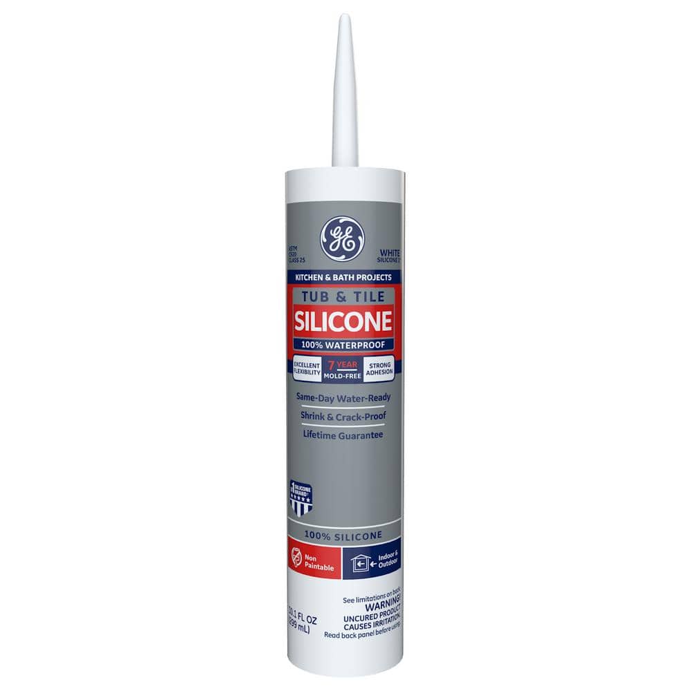 Ge Silicone 1 10 1 Oz White Bath Tub And Tile Caulk 2708928 The Home Depot