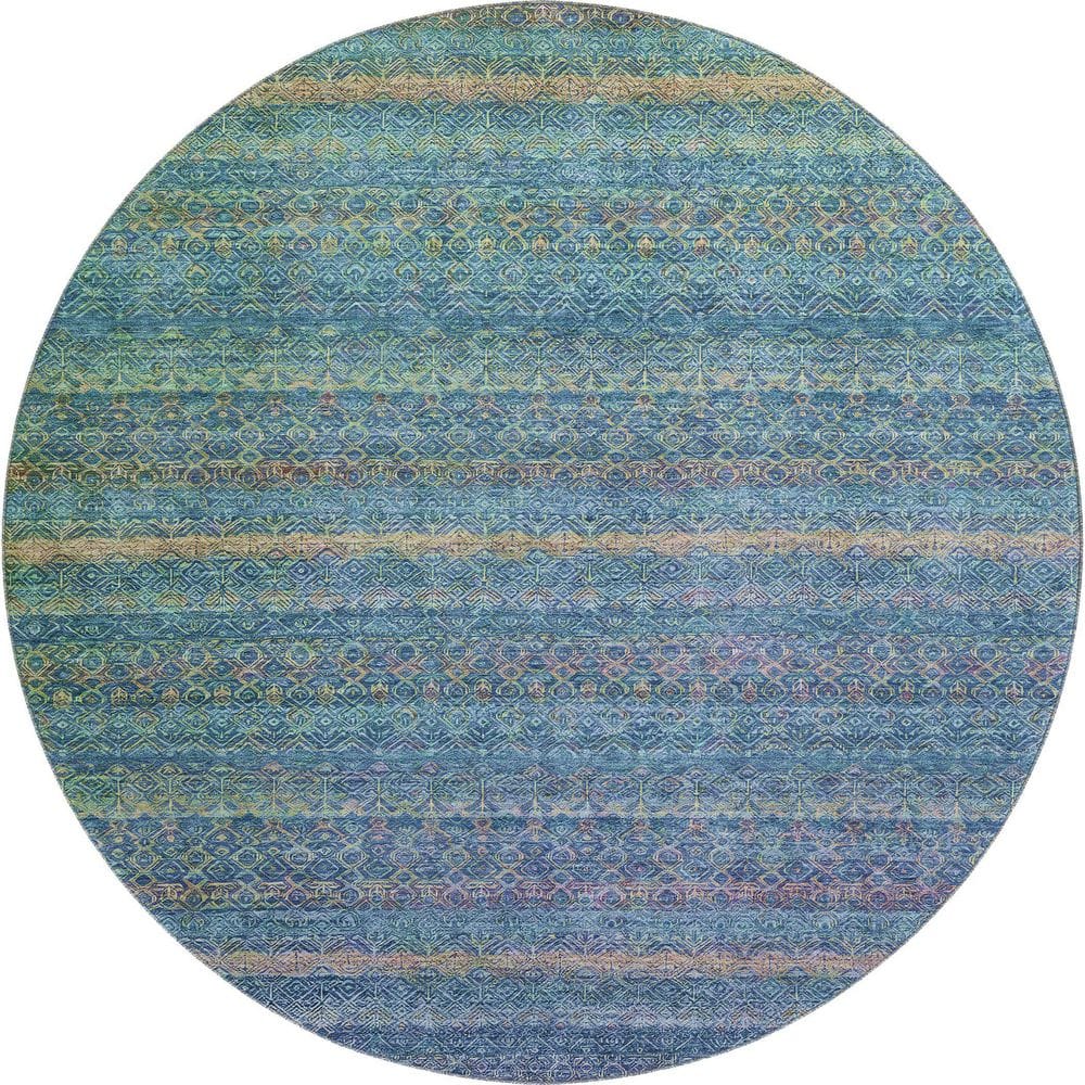 Mayfield Premium Machine Washable Abstract AMF2106 Teal 8 ft. x 8 ft. Round Rug price history on PriceWatchPro