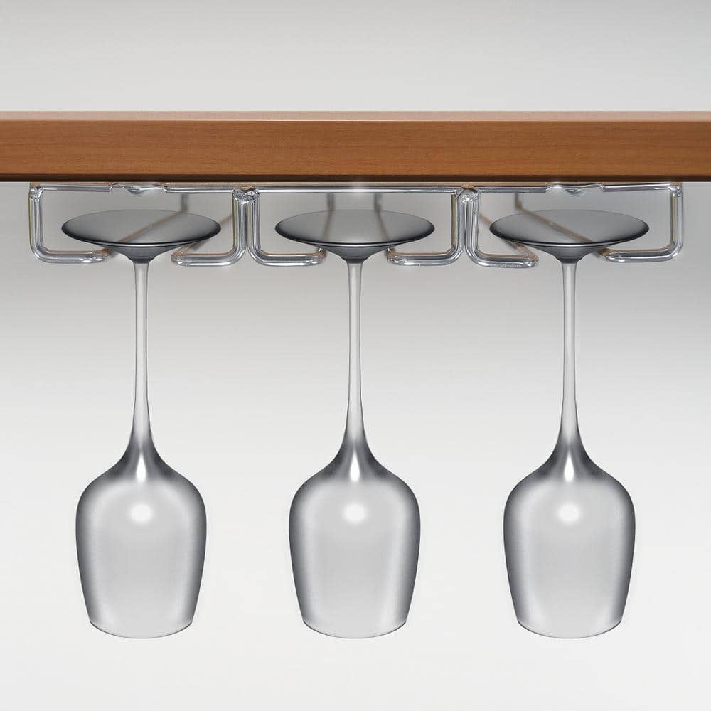 Chrome Under-Cabinet Wine Glass Rack and Stemware Holder
