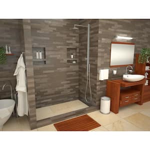 WonderFall Trench 32 in. x 60 in. Single Threshold Shower Base with Right Drain and Tileable Trench Grate