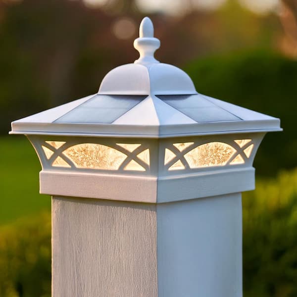 Coventry White Integrated LED 5 x 5 Solar Deck Post Cap Light