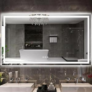 72 in. W x 48 in. H Large Rectangular Frameless Anti-Fog Dimmable Wall Mount LED Light Bathroom Vanity Mirror in White