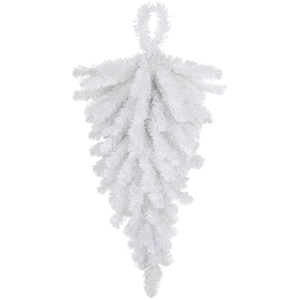 30 in. Snow White Pine Artificial Christmas Swag Teardrop Unlit
