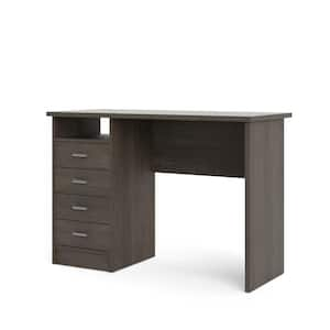 Warner 44 in. Rectangular Dark Chocolate 4-Drawer Writing Desk with Built in Storage