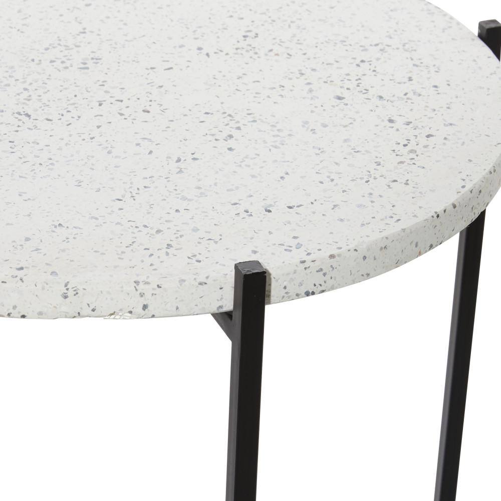 Elegant Black Terrazzo Round Accent Table with Metal Base