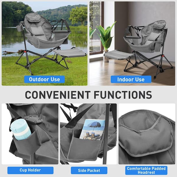 Hammock Camping Chair Grey Mesh Fabric Chair with