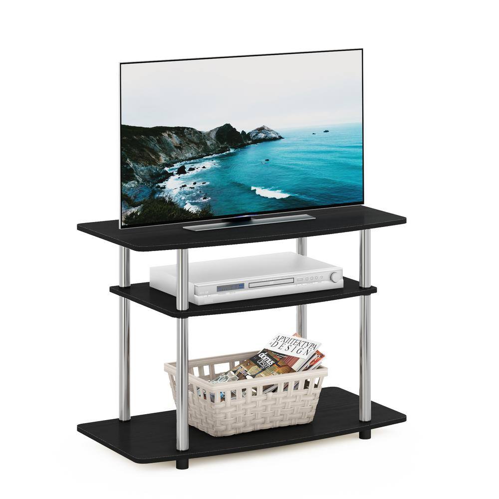 Americano Chrome 3-Tier TV Stand with Stainless Steel Poles