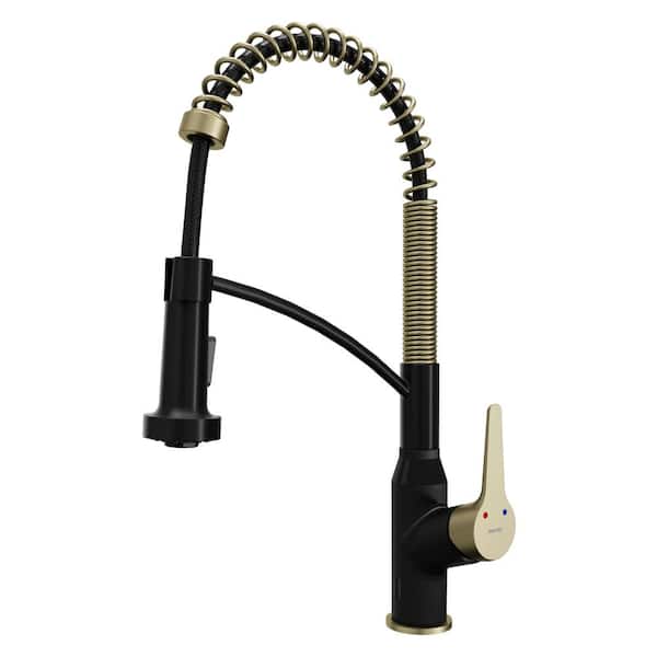 Scottsdale Single Hole Single Handle Pull-Down Sprayer Sensor Kitchen Faucet In Matte Black/Brushed Gold