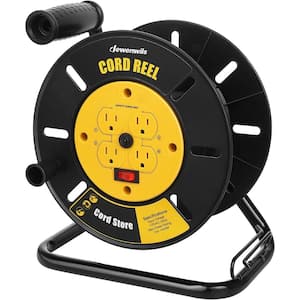 100 ft. 12/3,14/3,16/3 Gauge 13 Amp Circuit Breaker Retractable Extension Cord Reel with 4 Grounded Outlets
