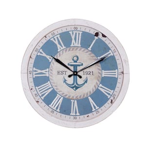 24 in. x 2 in. White Metal Anchor Wall Clock