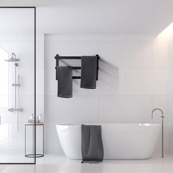 20 in. Wall Mount Stainless Steel 3-Tier Bathroom Towel Rack Towel Rod Holder in Matte Black