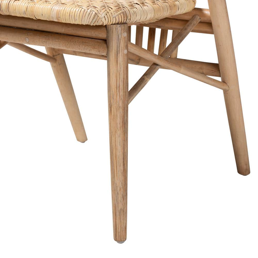 Bohemian Mid-Century Natural Brown Rattan & Cane Side Chair