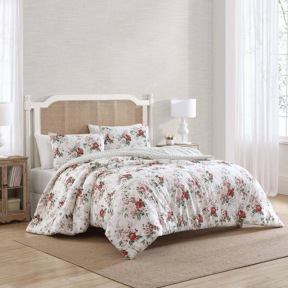 Ashfield Red and White Cotton King Comforter Set