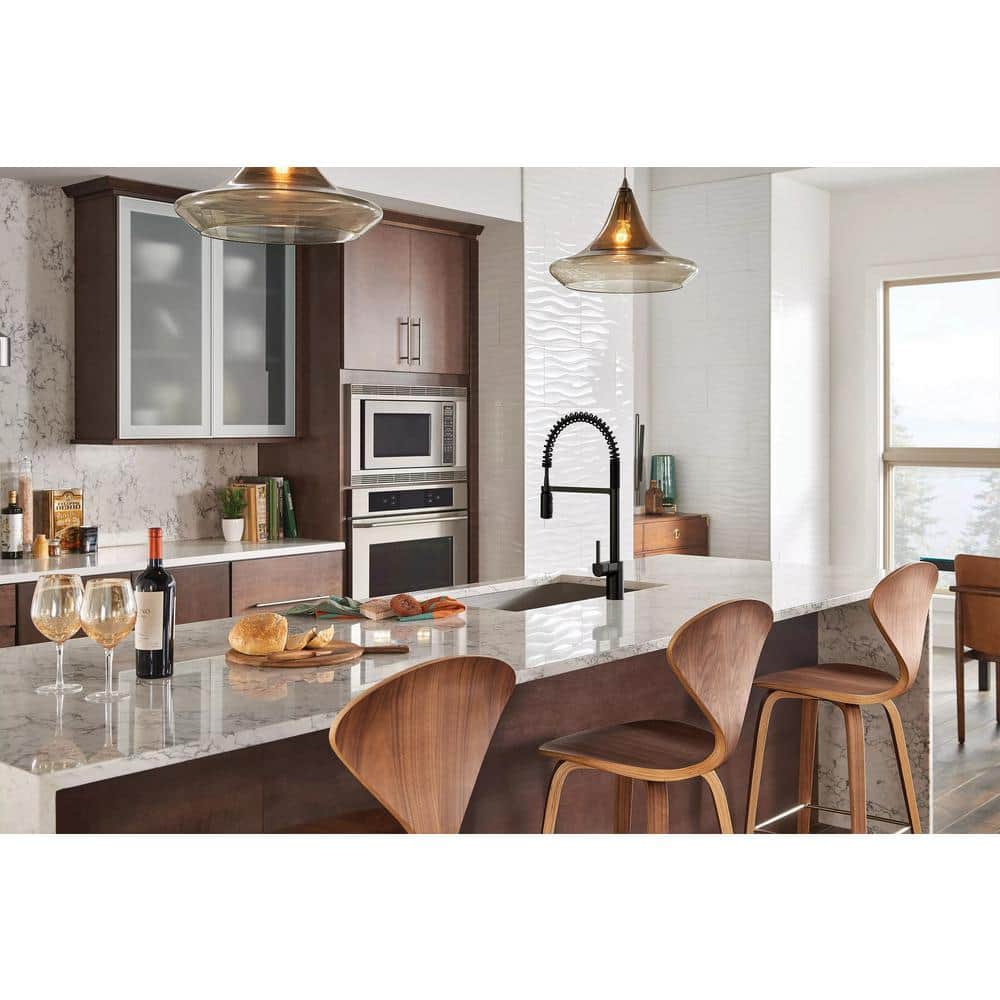 Matte Black Stainless Steel Spring Pulldown Kitchen Faucet