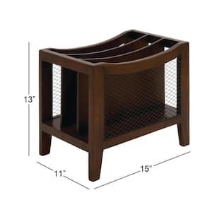 Brown Standing Magazine Holder with Netting Side Panels