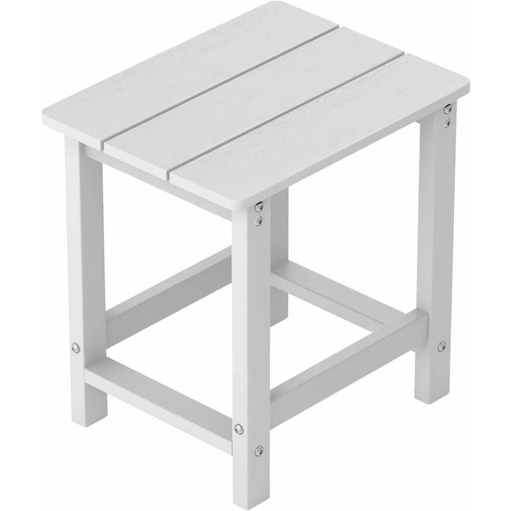 Mximu 16.7 in. H White Square Plastic Adirondack Outdoor Side Table ...