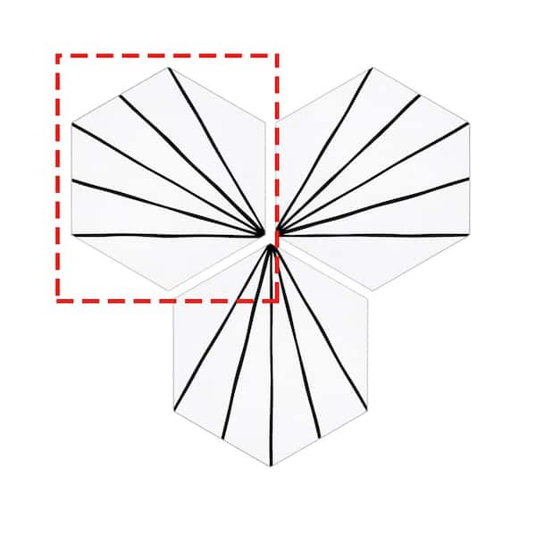 sunwings Art Deco Hexagon 6 in. x 7 in. White Peel and Stick Backsplash Stone Composite Wall Tile (1-Piece, 0.22 sq. ft.)