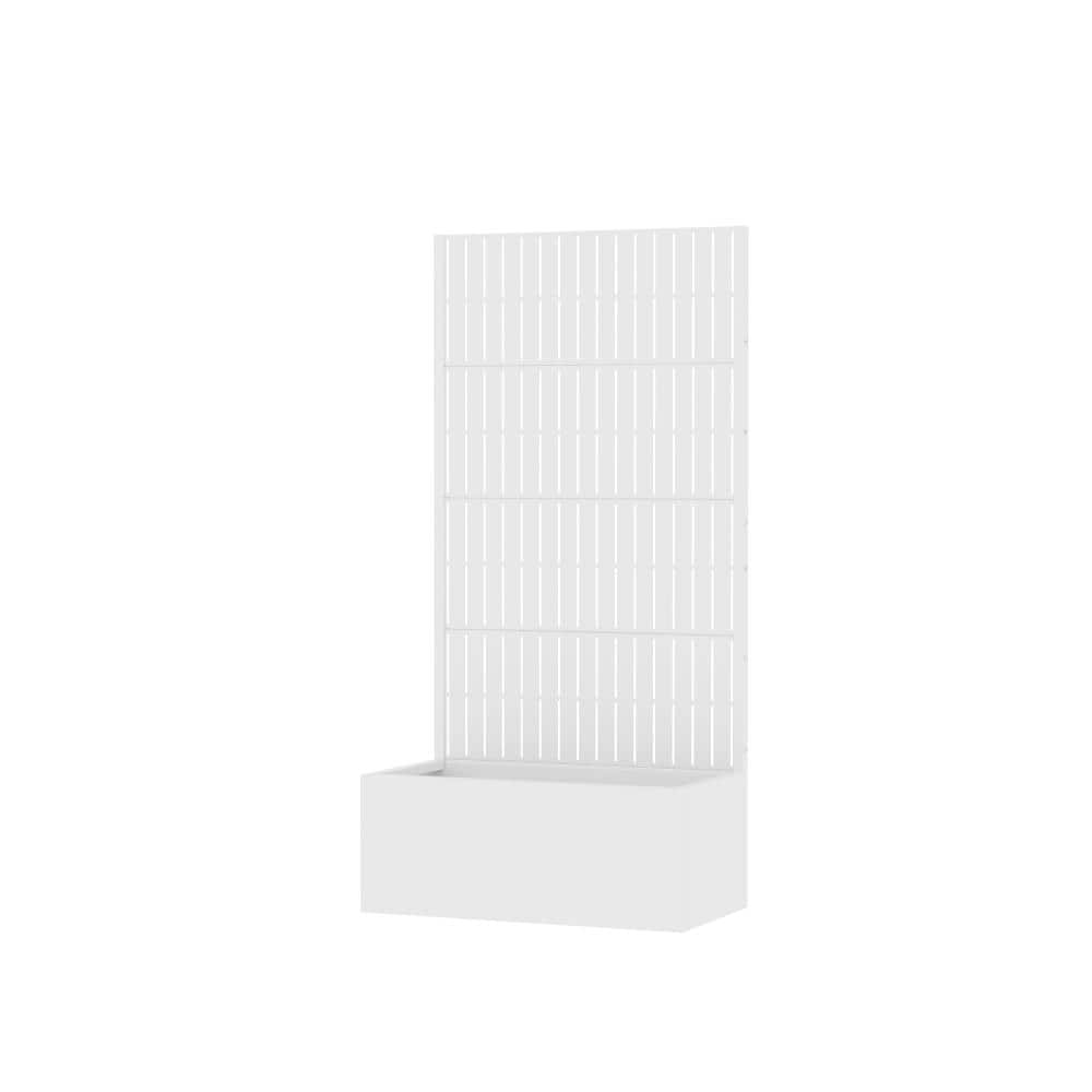 59 in. H x 30 in. W Rectangular White Outdoor Metal Privacy Screen Planter Box Wall Decor price history on PriceWatchPro