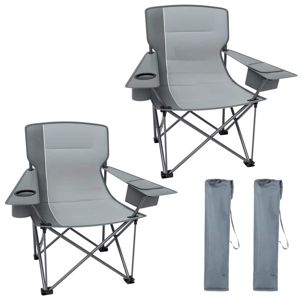 OGETFUUR 2 Pack Grey Adult Oversized Folding Camping Chair with