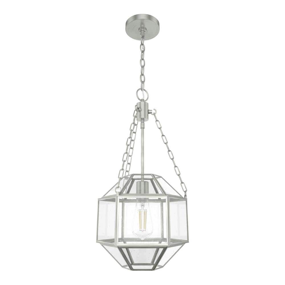 Indria Brushed Nickel 11" Seeded Glass Pendant Light