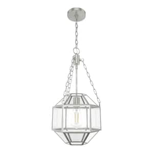 Indria 1-Light Brushed Nickel Island Pendant Light with Clear Seeded Glass Shade Kitchen Light