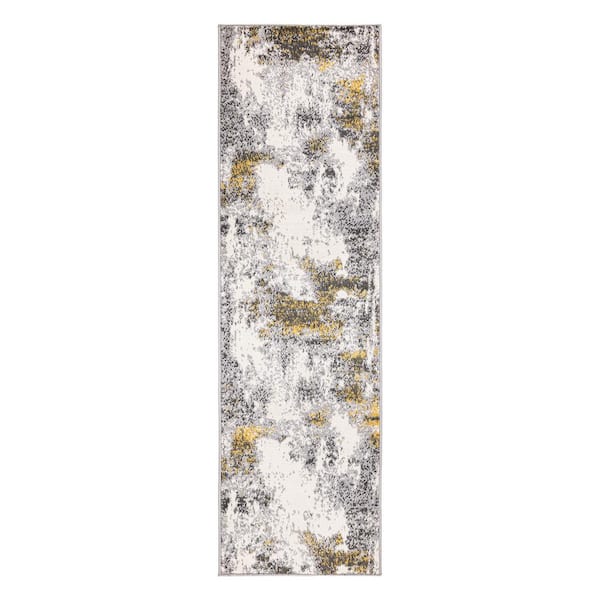World Rug Gallery Vintage Abstract Yellow 2 ft. x 7 ft. Runner Area Rug