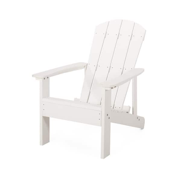 Noble House Giulietta White Composite Outdoor Patio Adirondack Chair