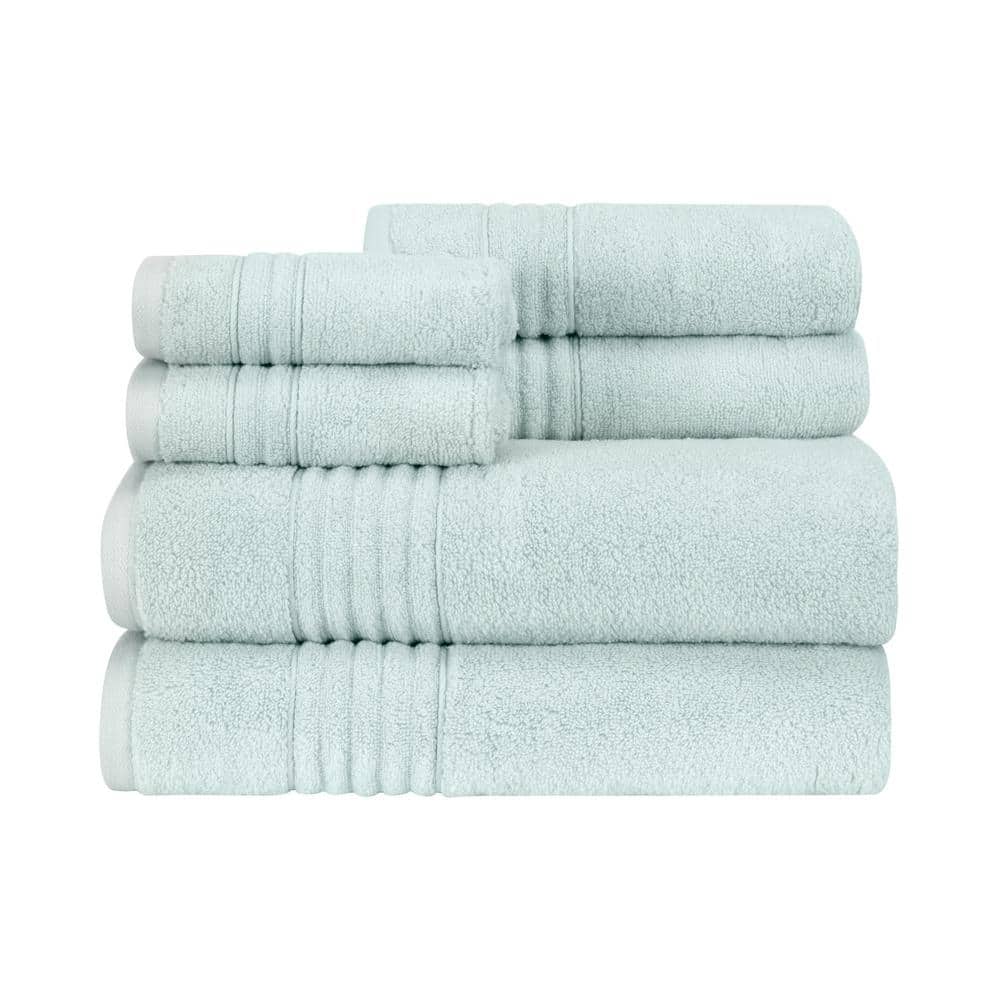 Noble Linens 4 Piece Farmhouse Cotton Bath Towel Set, Light Blue