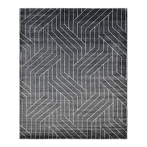Kali Contemporary Modern Charcoal 8 ft. x 10 ft. Hand Loomed Area Rug