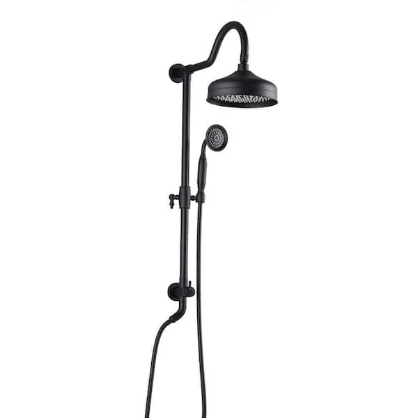 2-Spray 8 in. Round Rain Shower Head with Handheld Shower Head Dual Shower Combo in Matte Black (Valve Not Included)
