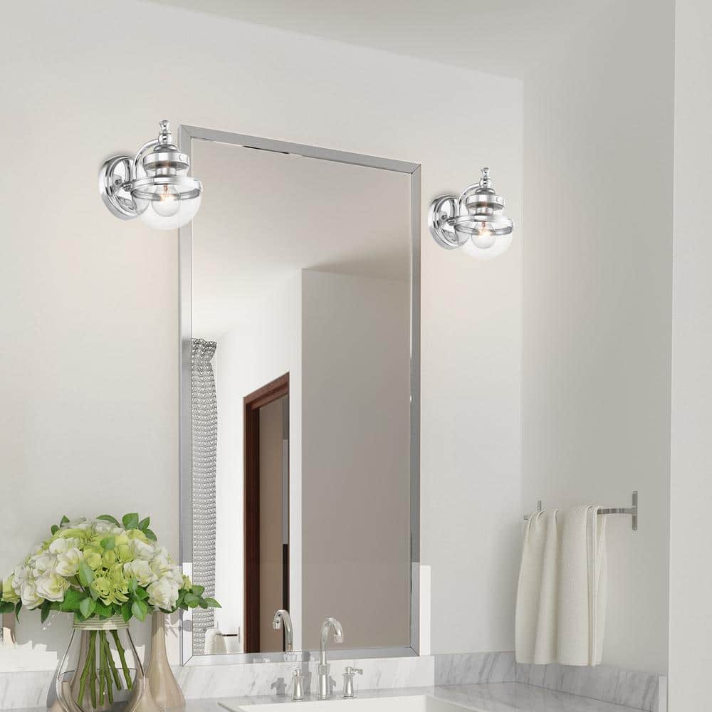 Polished Chrome 1-Light Vanity Sconce with Clear Glass