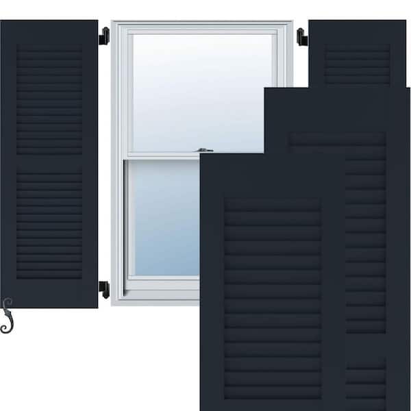 Ekena Millwork 12-in W x 64-in H Americraft Two Equal Louver Exterior Real Wood Shutters (Per Pair), Starless Night Blue