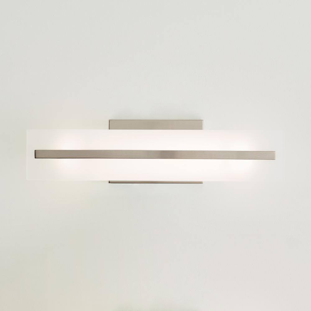 Brushed Nickel Two-Light Satin Etched Glass Vanity Light