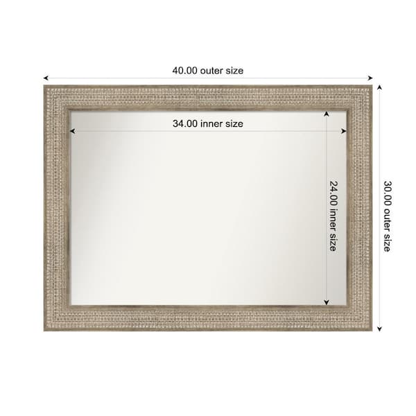 Amanti Art Trellis Silver 40 in. x 30 in. Custom Non-Beveled Wood FramedBathroom Vanity Wall Mirror