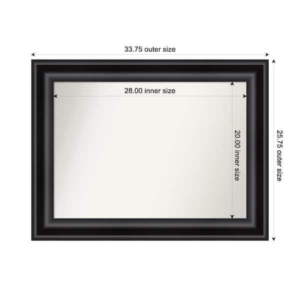 Amanti Art Grand Black 33.75 in. x 25.75 in. Custom Non-Beveled Recycled Polystyrene Framed Bathroom Vanity Wall Mirror