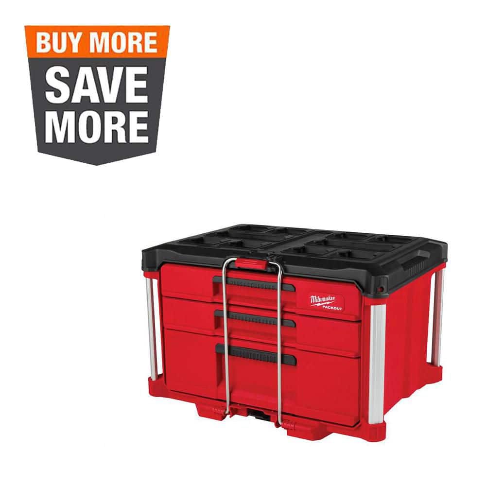 Milwaukee PACKOUT 22 in. Modular 3-Drawer Multi Drawer Tool Box with Metal Reinforced Corners and 50 lbs. Capacity 48-22-8447