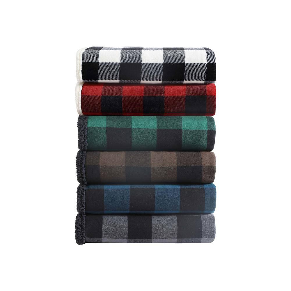 50"x60" Reversible Cabin Plaid Sherpa Throw Blanket