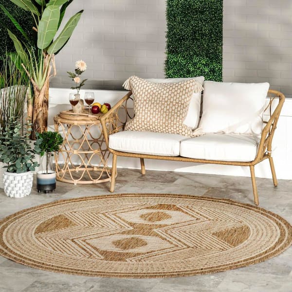 Iris Totem Flatweave Light Brown 8 ft. Outdoor Area Rug
