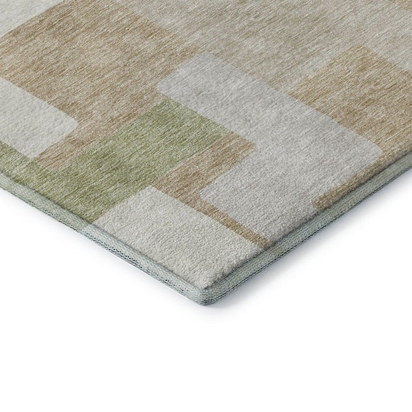Mayfield Premium Machine Washable Abstract AMF955 Beige 9 ft. x 12 ft. Area Rug