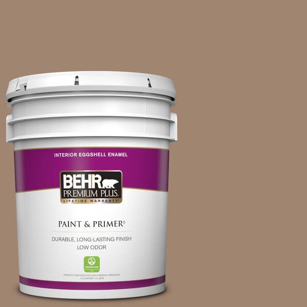 BEHR PREMIUM PLUS 5 gal. #ICC-71 Warm Nutmeg Eggshell Enamel Low Odor Interior Paint & Primer