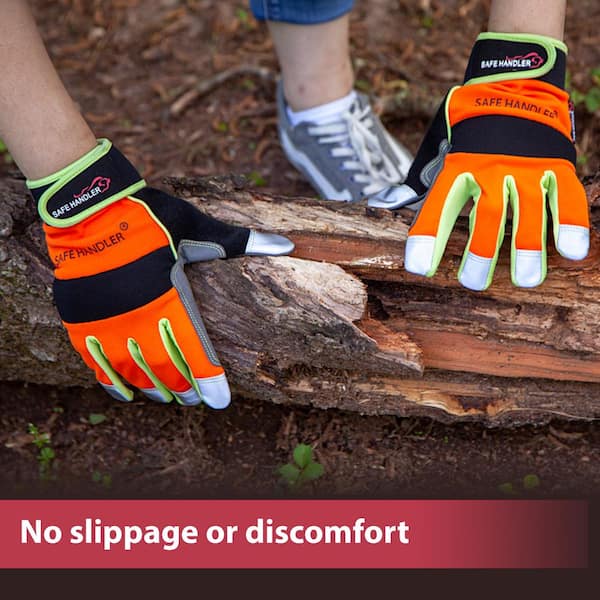 BISON LIFE L/XL Reflect Pro Gloves, High Visibility Hook and Loop
