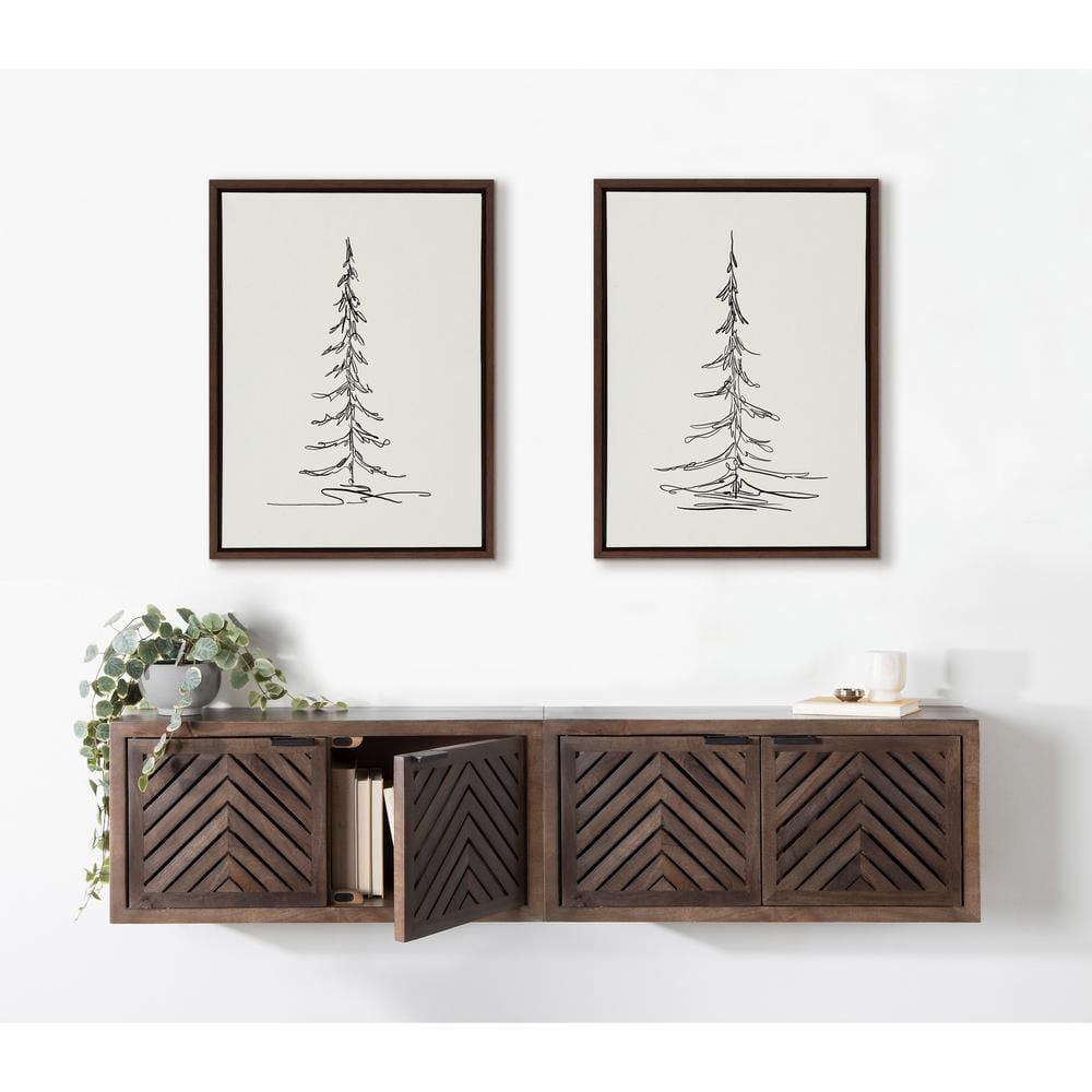 Minimalist Evergreen Trees Black and White Canvas Art Set