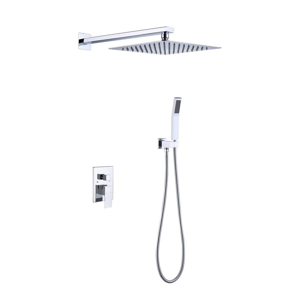 Single Handle 2-Spray 10 in. Shower Faucet 2 GPM with High Pressure in Poli