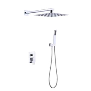 Single Handle 2-Spray 10 in. Shower Faucet 2 GPM with High Pressure in Polished Chrome (Valve Included)