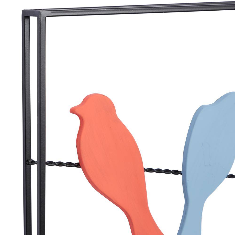 Multi-Colored Metal Bird Wall Decor with Black Frame